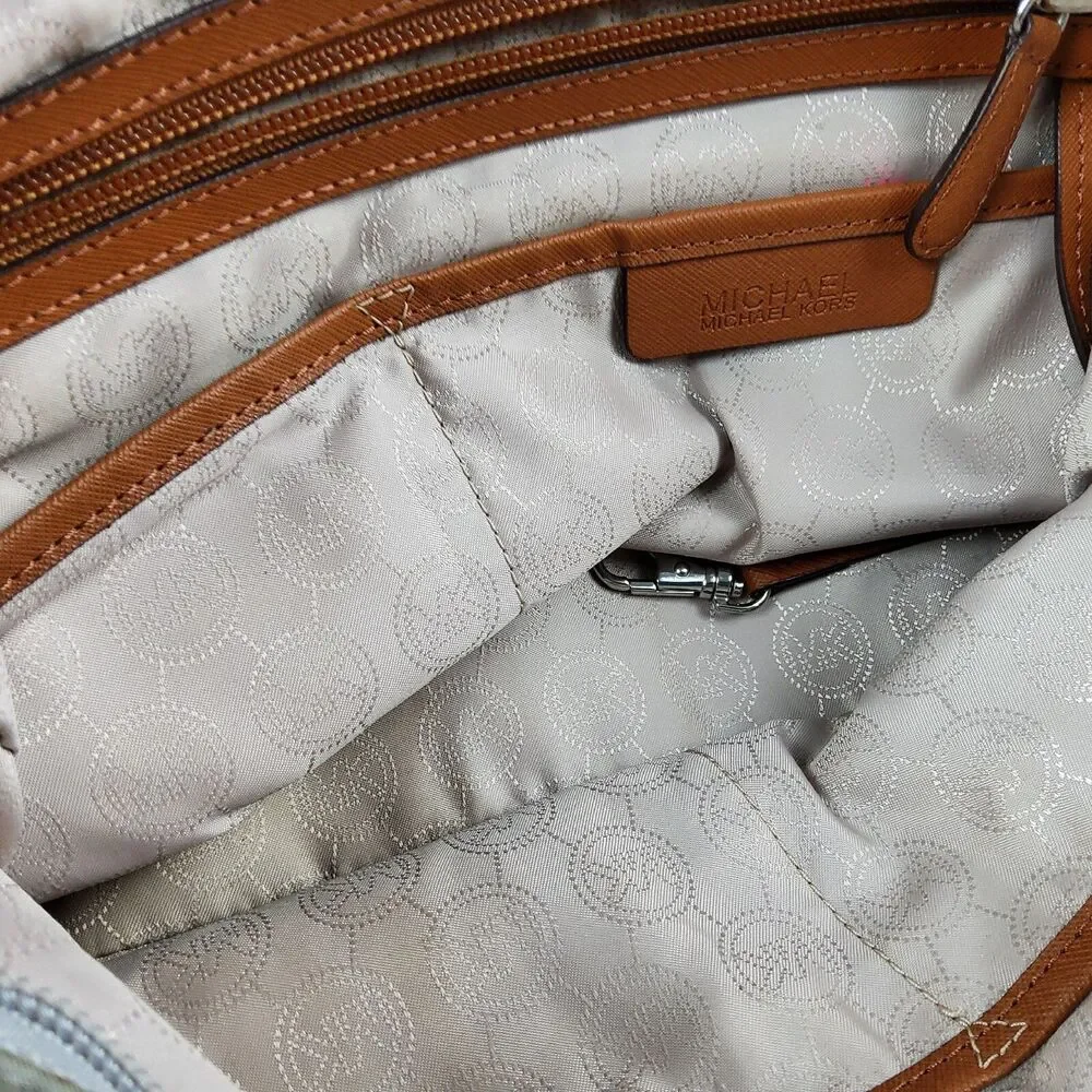 Michael Kors MK Nylon Tote Shoulder Handbag Purse Grey